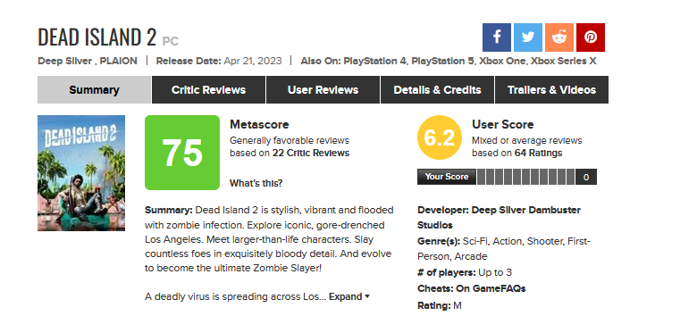 Dead Island 2: Haus Videos for PlayStation 5 - GameFAQs